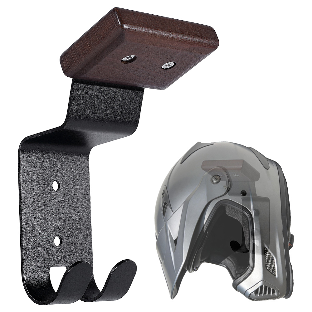 Motorcycle Gear Display Rack - Czarny uchwyt na kask motocyklowy, drewniany