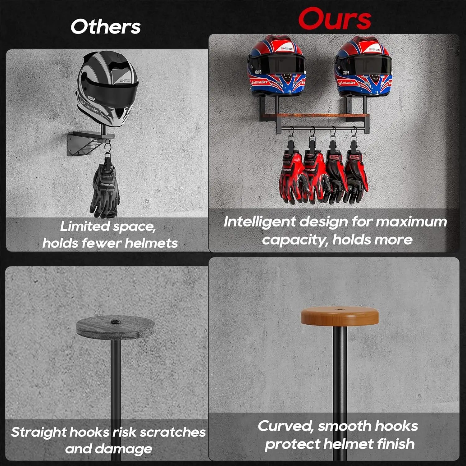 Podwójny wieszak na kask motoc – Motorcycle Gear Display Rack recenzja i cena